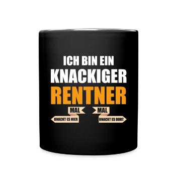 Ich bin ein knackiger Rentner lustige Rente Spruch - Tasse einfarbig - Schwarz - Vorne