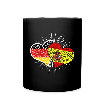 Deutschland Spanien Herzen Fußball Länderspiel - Tasse einfarbig - Schwarz - Vorne