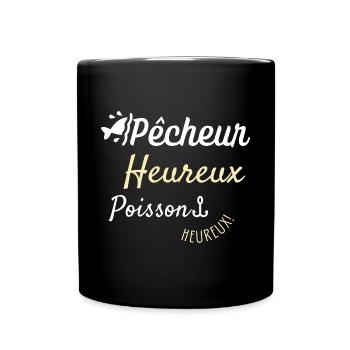 Pêcheur heureux poisson heureux - Mug uni - noir - Devant