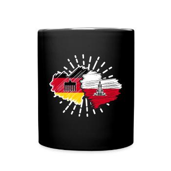 Deutschland Polen Herzen Fußball Länderspiel - Tasse einfarbig - Schwarz - Vorne