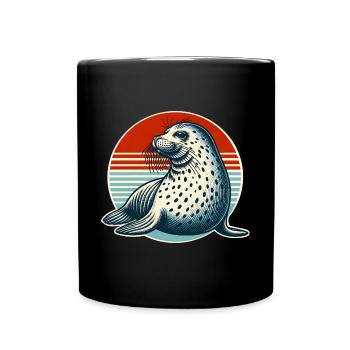 Robbe Seehund - Tasse einfarbig - Schwarz - Vorne