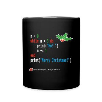 Ho! Ho! Ho! - Merry Christmas - Ruby Geek Design - Full Colour Mug - black - Front