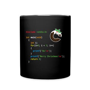 Ho! Ho! Ho! - Merry Christmas - C Geek - Full Colour Mug - black - Front
