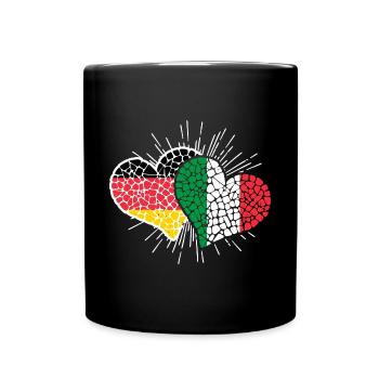 Deutschland Italien Herzen Fußball Länderspiel - Tasse einfarbig - Schwarz - Vorne