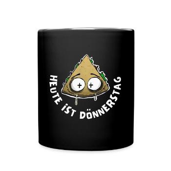Lustiges Döner Kebab Shirt. Heute ist Dönnerstag - Tasse einfarbig - Schwarz - Vorne