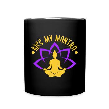 Yoga Kiss My Mantra Funny Yoga - Tasse einfarbig - Schwarz - Vorne
