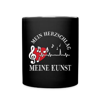 Piano Musiker Mein Herzschlag Klavier - Tasse einfarbig - Schwarz - Vorne