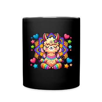 Meditierendes Lama Mandala Yoga Meditation - Tasse einfarbig - Schwarz - Vorne