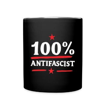 Antifaschist Antifa Gegen Rassismus Menschlichkeit - Tasse einfarbig - Schwarz - Vorne