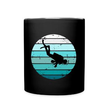 Tauchen Retro Sunset Taucher - Tasse einfarbig - Schwarz - Vorne