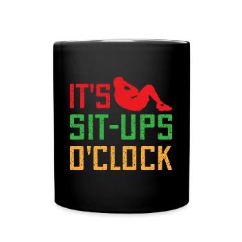 Fitness Fanatics It ́s Sit-Ups O ́Clock Calisthenics - Full Colour Mug - black - Front