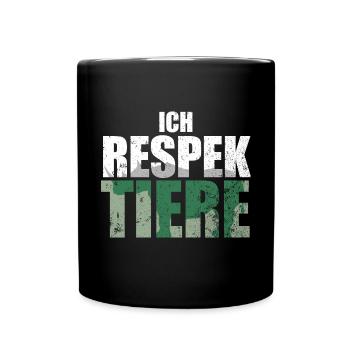 Ich Respektiere Tiere Tierschutz Nashorn Jagd - Tasse einfarbig - Schwarz - Vorne