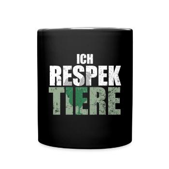 Ich Respektiere Tiere Tierschutz Huhn Vegan - Tasse einfarbig - Schwarz - Vorne
