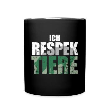 Ich Respektiere Tiere Tierschutz Schwein Vegan - Tasse einfarbig - Schwarz - Vorne