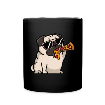 Pizza Pug Funny Food Lover - Full Colour Mug - black - Front