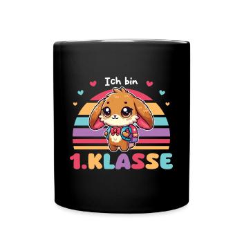 Enfin écolier mignonne licorne pour l’inscription à l’école - Mug uni - noir - Devant