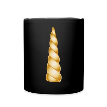 Golden Spiral Horn – Magical Design Object - Full Colour Mug - black - Front