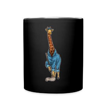 Giraffe Cleaner Mop - Full Colour Mug - black - Front