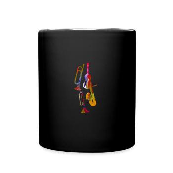 Jazz,Instruments,Trompette,Guitare,Saxophone - Mug uni - noir - Devant