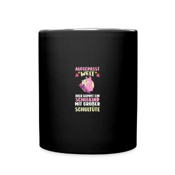Kita quittant l'école, écolier, lama, entrant à l'école - Mug uni - noir - Devant