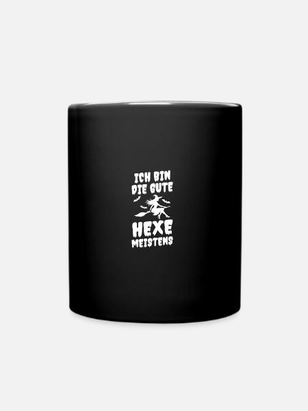Hexe Hexenbesen Hexenkostüm Halloween - Tasse einfarbig - Schwarz