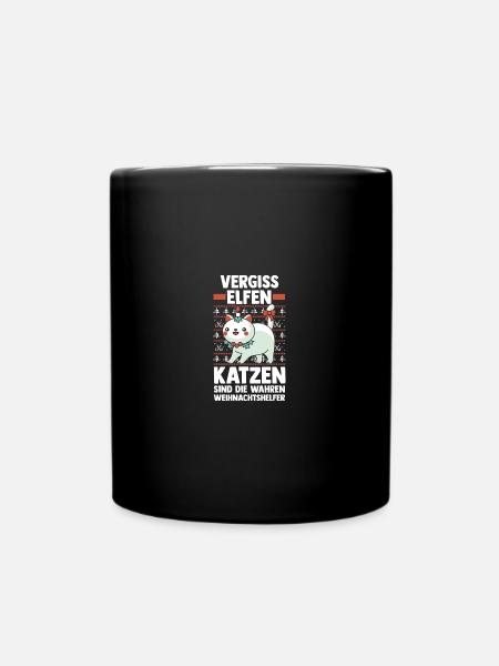Weihnachtsmann Weihnachtsfest Weihnachten Katzen - Tasse einfarbig - Schwarz