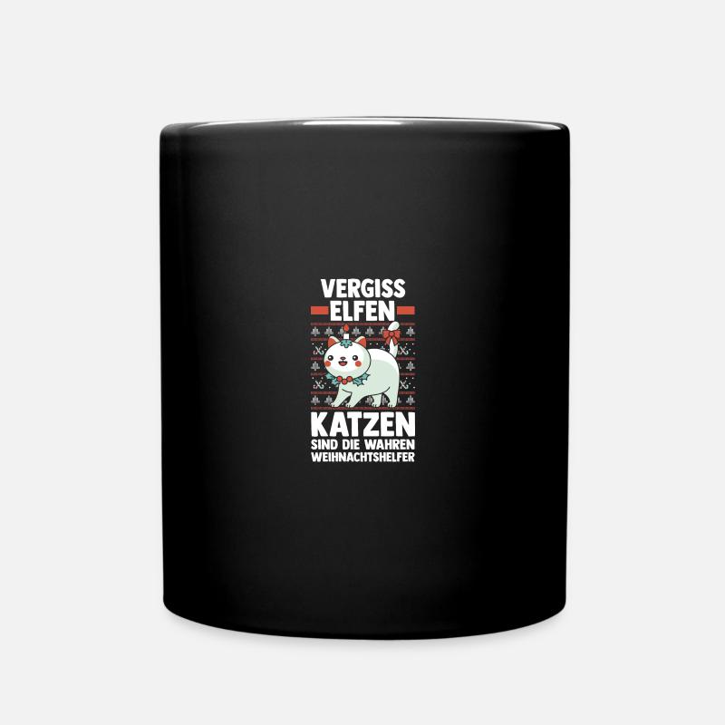 Weihnachtsmann Weihnachtsfest Weihnachten Katzen - Tasse einfarbig - Schwarz