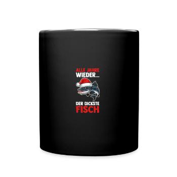 Santa Claus Fishing Christmas Party Christmas - Full Colour Mug - black - Front