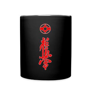 Kyokushin Kanji Design in rot - Tasse einfarbig - Schwarz - Vorne