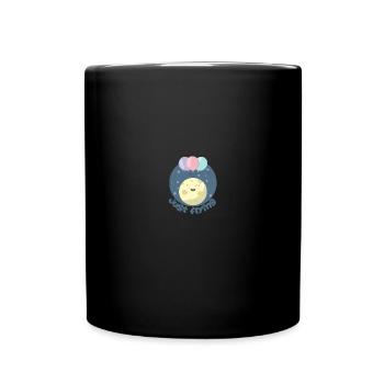 Süßer Kawaii Mond mit Luftballons - Tasse einfarbig - Schwarz - Vorne