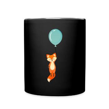 Fuchs Fliegt Luftballon Schlaufuchs Einschulung - Tasse einfarbig - Schwarz - Vorne