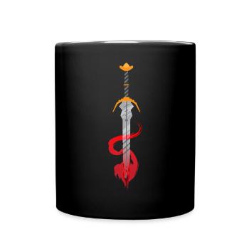 Fantastisches Ritter Schwert Mittelalter - Tasse einfarbig - Schwarz - Vorne