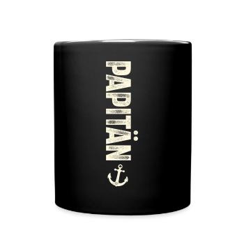 Papitän Vater Papa Segeln Segler Segelboot - Tasse einfarbig - Schwarz - Vorne