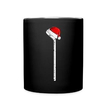 Eishockeyschläger Weihnachtsmütze Weihnachten - Tasse einfarbig - Schwarz - Vorne
