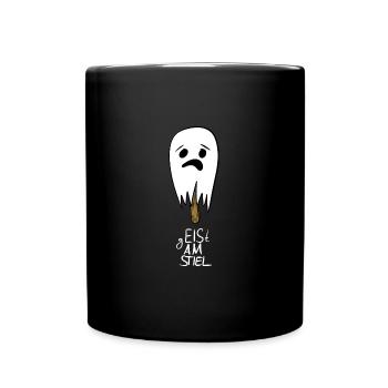 Geist am Stiel - Gespenst Geist Wortspiel - Tasse einfarbig - Schwarz - Vorne