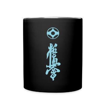 Kyokushin Kaikan Kanji Design in blau - Tasse einfarbig - Schwarz - Vorne
