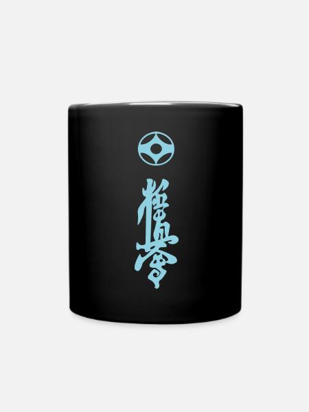 Kyokushin Kaikan Kanji Design en bleu - Mug uni - noir