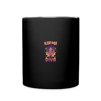 Karma Diva Cartoon Tee - Tasse einfarbig - Schwarz - Vorne
