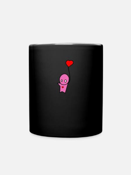 Rosa Figur Herz - Tasse einfarbig - Schwarz