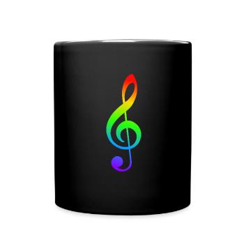 Notenschlüssel Regenbogenfarben - Tasse einfarbig - Schwarz - Vorne