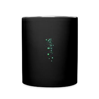 stars, hearts, drawing, illustration,green,star - Full Colour Mug - black - Front