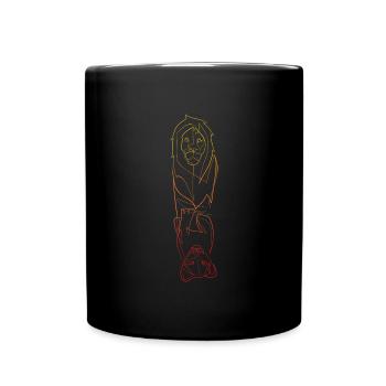 Lion & Lionceau lineart - Mug uni - noir - Devant