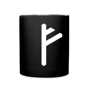 Rune: Fehu ᚠ (F), Quantum Runes Futhark 0 © - Tasse einfarbig - Schwarz - Vorne