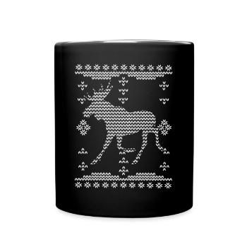 Elch - gestricker Pullove - Tasse einfarbig - Schwarz - Vorne