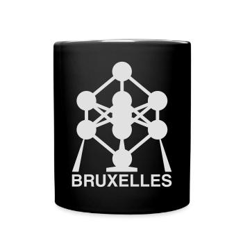 Atomium Brussels – Minimalist Landmark Icon - Full Colour Mug - black - Front
