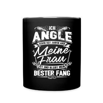 Angler T-Shirt - Meine Frau Ist Mein Bester Fang - Tasse einfarbig - Schwarz - Vorne