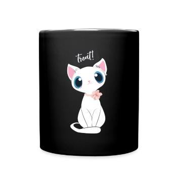 Katzendame Sprüche Cartoon Katze Kinder Geschenk - Tasse einfarbig - Schwarz - Vorne