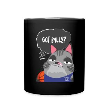 Basketball Katze Sprüche Comic Geschenk Kinder - Tasse einfarbig - Schwarz - Vorne