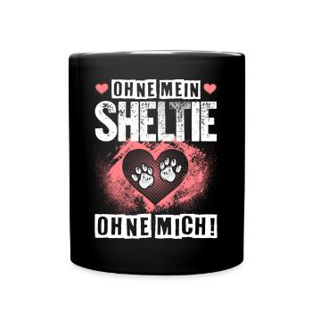 Nur mit meinem SHELTIE - Tasse einfarbig - Schwarz - Vorne