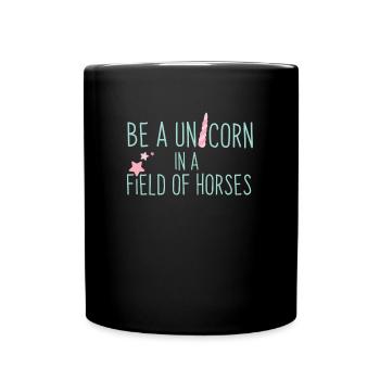 BA A UNICORN IN A FIELD OF HORSES - Full Colour Mug - black - Front